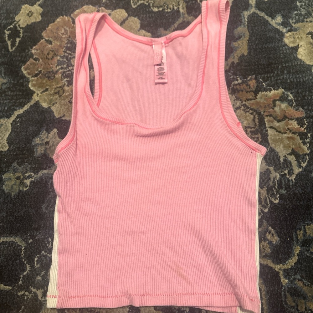 skims Pink Fitted Crop Tank Top